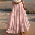 thumbnail image 2 of Women's Skirts Boho Elastic Waist A-Line Maxi Skirts Summer Swing Long Skirt with Pockets For Beach Vacation, 2 of 5