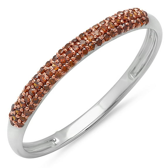 Dazzlingrock Collection 0.20 Carat (ctw) 10k Round Red Diamond Ladies Bridal Anniversary Wedding Band Stackable Ring 1/5 CT, White Gold, Size 9