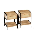 thumbnail image 2 of DSstyles 15.74-Inch Rattan End Table Nightstand Set Retro Boho Night Stand Bedside Table With Storage Shelf Smooth Rails Drawer, 2 of 9