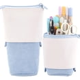 thumbnail image 1 of Pencil Telescopic Stand Stationery Box PU Corduroy Vertical Color Storage Bag - blue, 1 of 5
