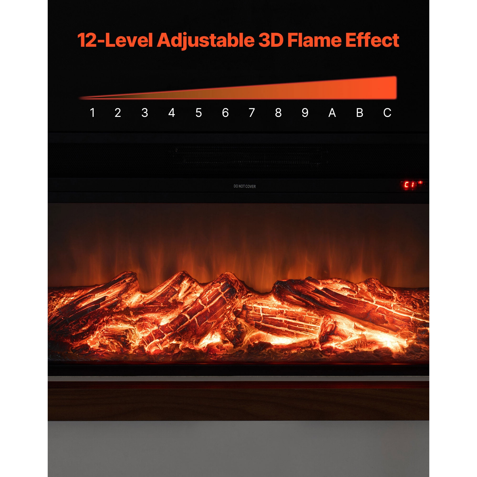 KFFKFF 65.5-Inch Freestanding Electric Fireplace with Mantel, 1500W Heater, Adjustable Flames, Timer, Remote Control, and Overheat Protection for Living Room or Bedroom