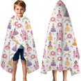 thumbnail image 3 of Colorful Princess Castle Pattern Hooded Bath Towel，60"x35" for Ages 3 To 12 Kids, Quick Dry Lightweight Soft Microfiber Hood Beach Towel Cover Up for Kids, 3 of 7