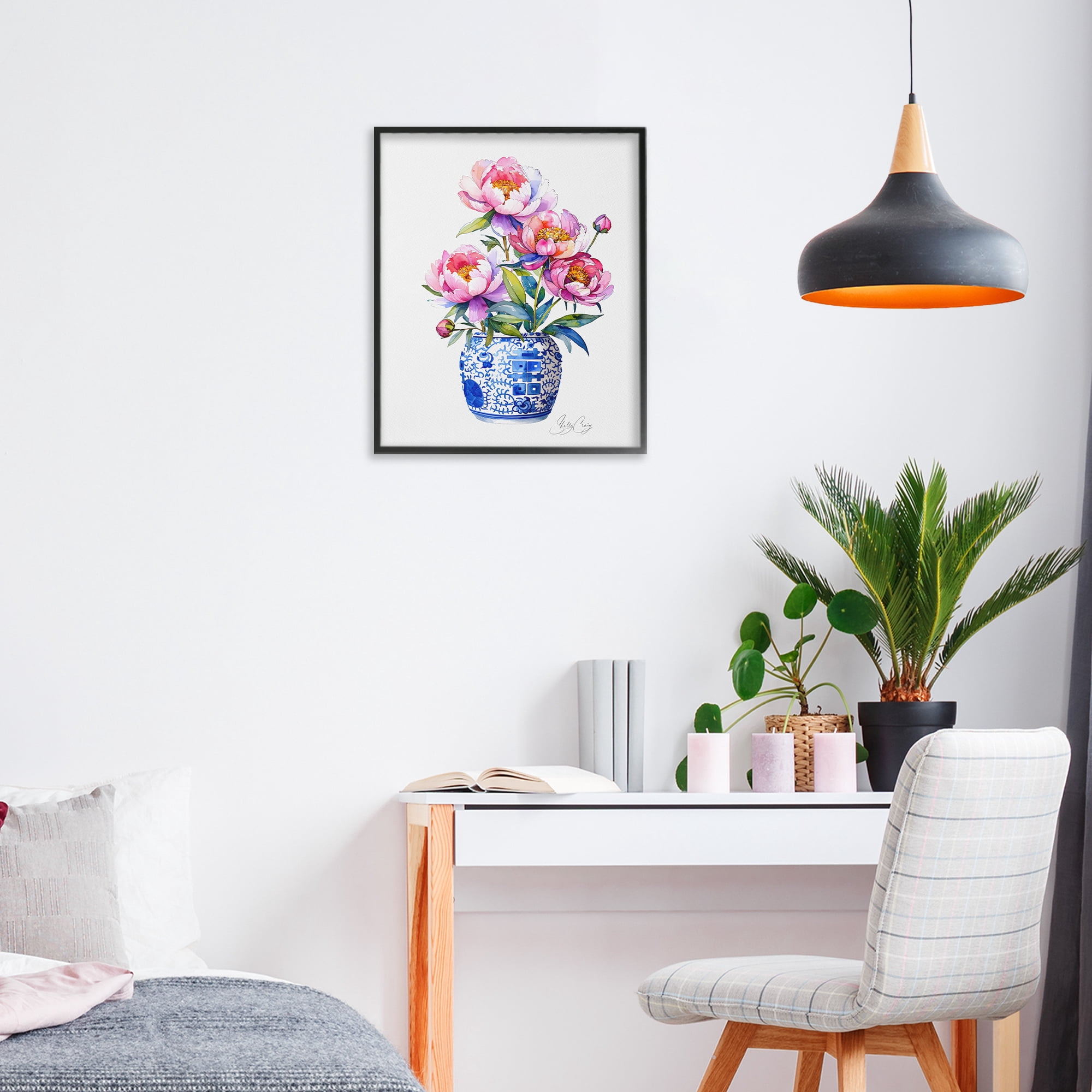 Stupell Industries Blue Dynasty Blooms Black Framed Giclee Art, design by Shelly Craig