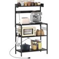 thumbnail image 1 of HOMCOM Kitchen Bakers Rack with Power Outlet, Coffee Bar, Distressed Black, 1 of 10