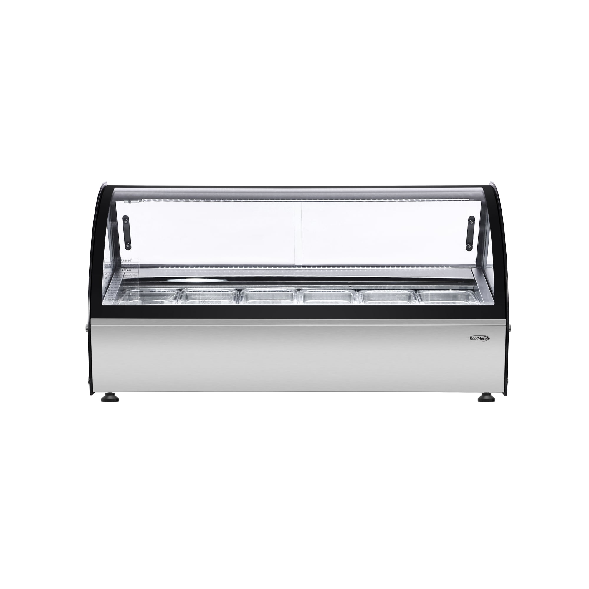 46 in. Countertop Gelato Display Case with 6 Pans and Built-in Glass Sneeze Guard in Stainless-Steel (KM-CGD6P)