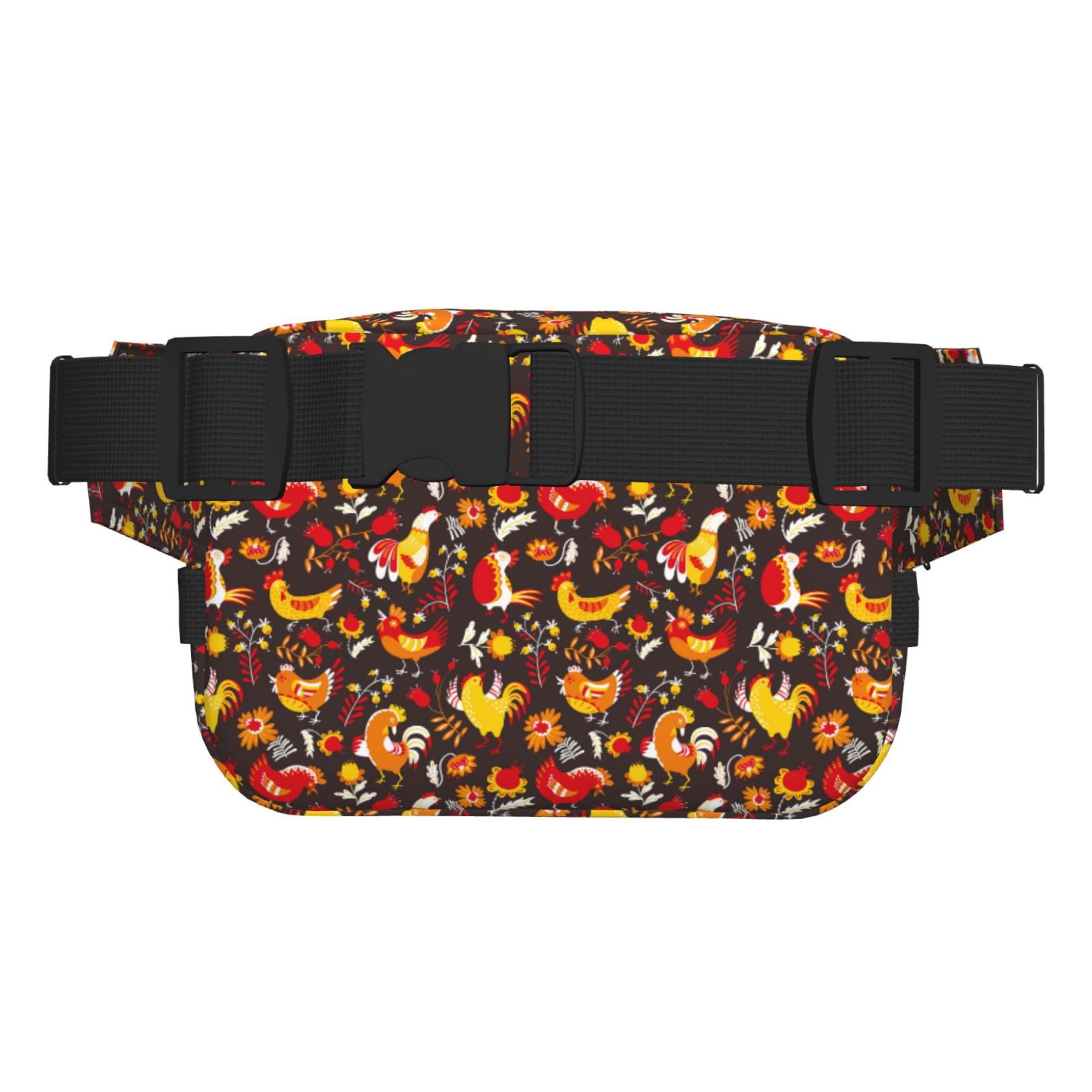 Picia Roosters Print Square Double-Layer Waist Bag Mini Adjustable Waist Belt Bag Exercise Running Travel Hiking