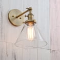 thumbnail image 6 of Permo Industrial Vintage Single Sconce with Funnel Flared Glass Clear Glass Shade Wall Lamp Bathroom Vanity Light Fixture (Antique), 6 of 9