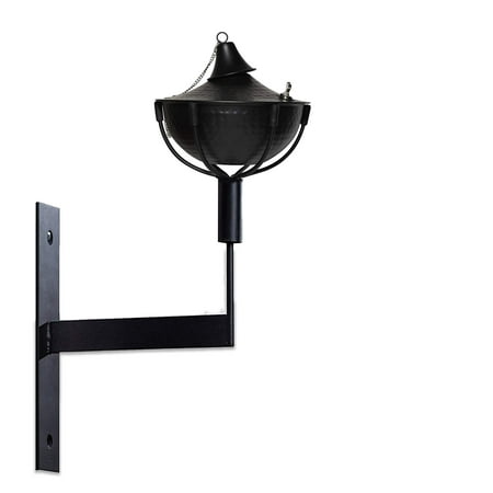 

Maui Wall Mount Oil Lamp - Modern Wall Sconce Torch with Matching Snuffer is Perfect as Landscape Lighting - 32oz Bowl with Fiberglass Wick will Burn for Over 15h! (Hammered Black)