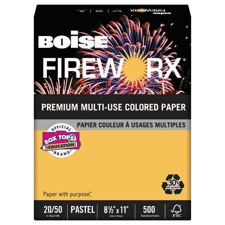 Boise FIREWORX Colored Paper, 20lb, 8-1/2 x 11, Golden Glimmer, 500 Sheets/Ream