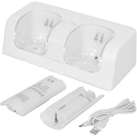 Wii Remote Battery Charger,2 Pack 2800mAh Rechargeable Battery Pack,2 Port Charging Station for Wii Controller,Remotes are not Included