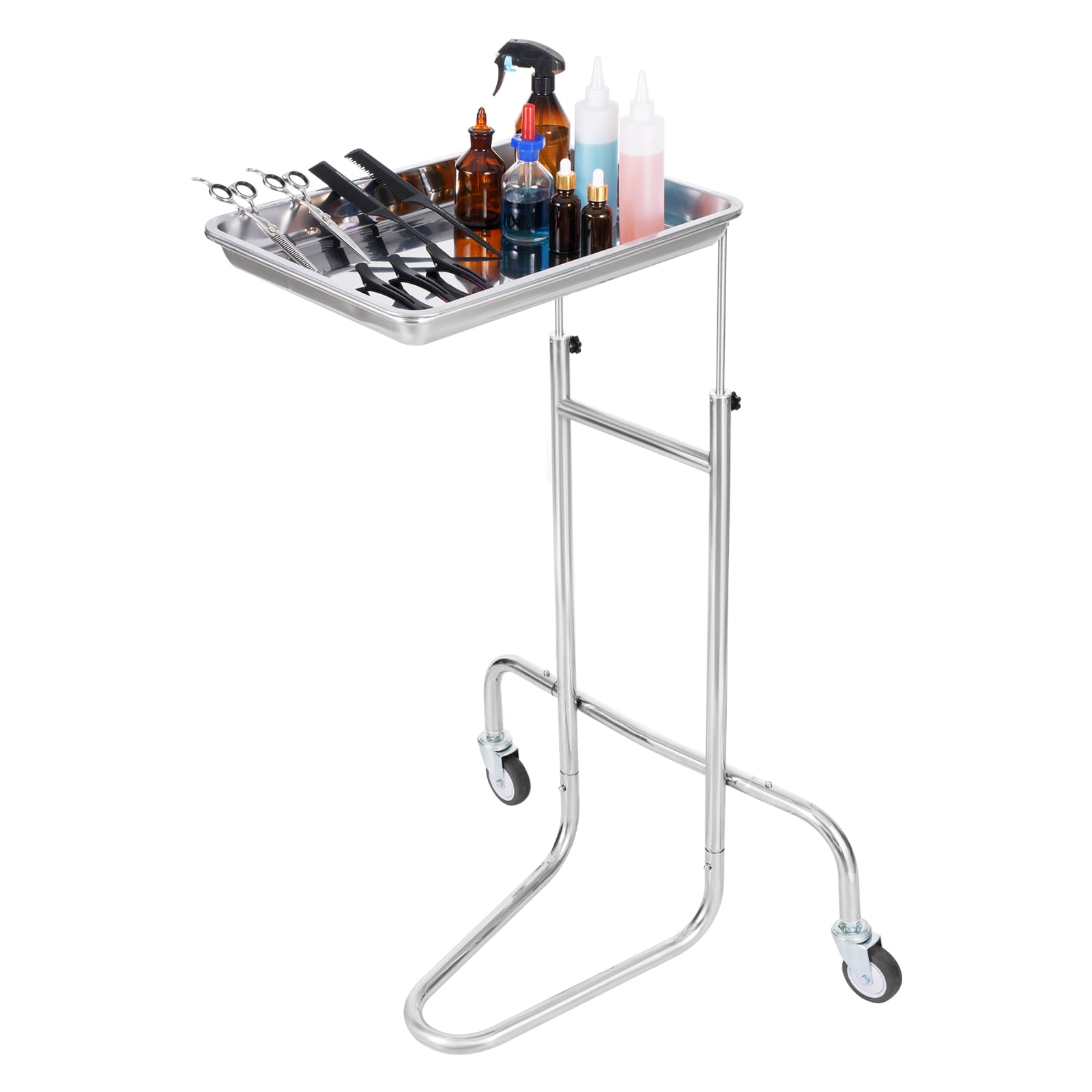 VEVOR Stainless Steel Lab Carts, Lab Utility Cart with Single Tray, Mobile Medical Cart with 2 Silent Wheels, Lab Rolling Cart for Lab, Clinic, Hospital, Salon