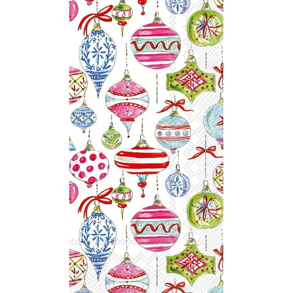 Boston International Rosanne Beck 3-Ply Paper Napkins, 16-Count Guest Size, Merry Vintage Ornaments