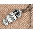 thumbnail image 2 of Gunmetal Tone Clear Crystal Rhinestones White Enamel Owl Bird Pendant Necklace, 2 of 5