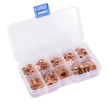 

200Pcs 9 Sizes Flat Copper Metric Sealing Washers Assortment Set