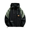 thumbnail image 1 of Dvprdro Fall Winter Jackets Men's Casual Solid Color Block Hooded Plus Size Zip Up Jacket Long Sleeve Letter Print Outerwear, 1 of 6