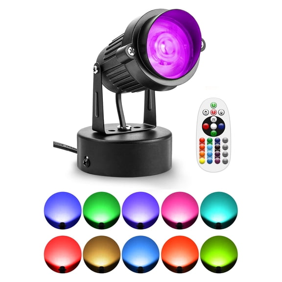 10W LED Spot Lights Indoor RGBW Color Changing Uplighting Indoor with Remote, 120V Christmas Spotlight Up Lights Plug in, Accent Landscape Lighting with Switch for House Halloween Decor(1Pack)