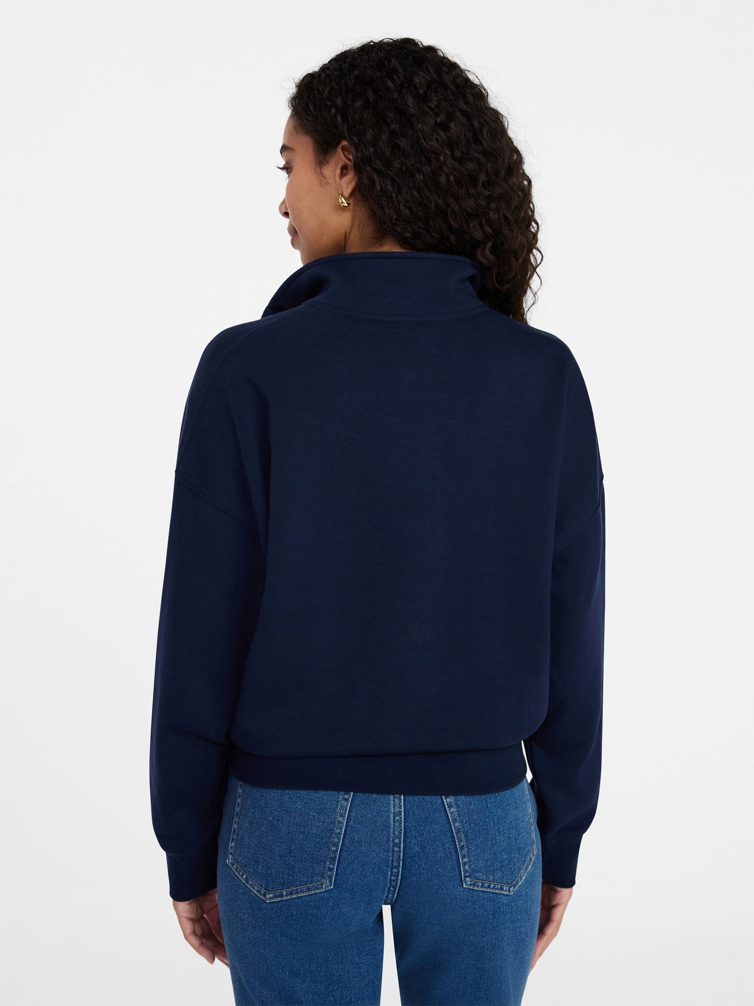Time and Tru Women's Quarter Button Fleece Top with Long Sleeves, Size XS-4X