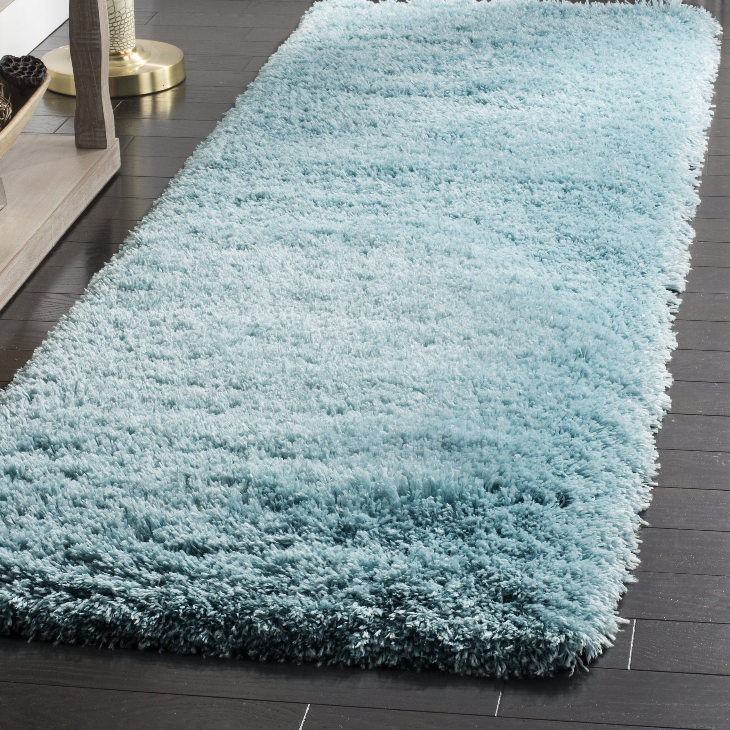SAFAVIEH Polar Abbot Solid Shag Runner Rug, Light Turquoise, 2'3" x 10'
