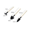 thumbnail image 3 of Small Transplant Hand Tool 3 Piece Metal And Wood Gardening Set, Multi-Functional Indoor Plant Care Transplanting Potting Tools, Shovel Rake Trowel For Potted Container Garden Use, 3 of 9