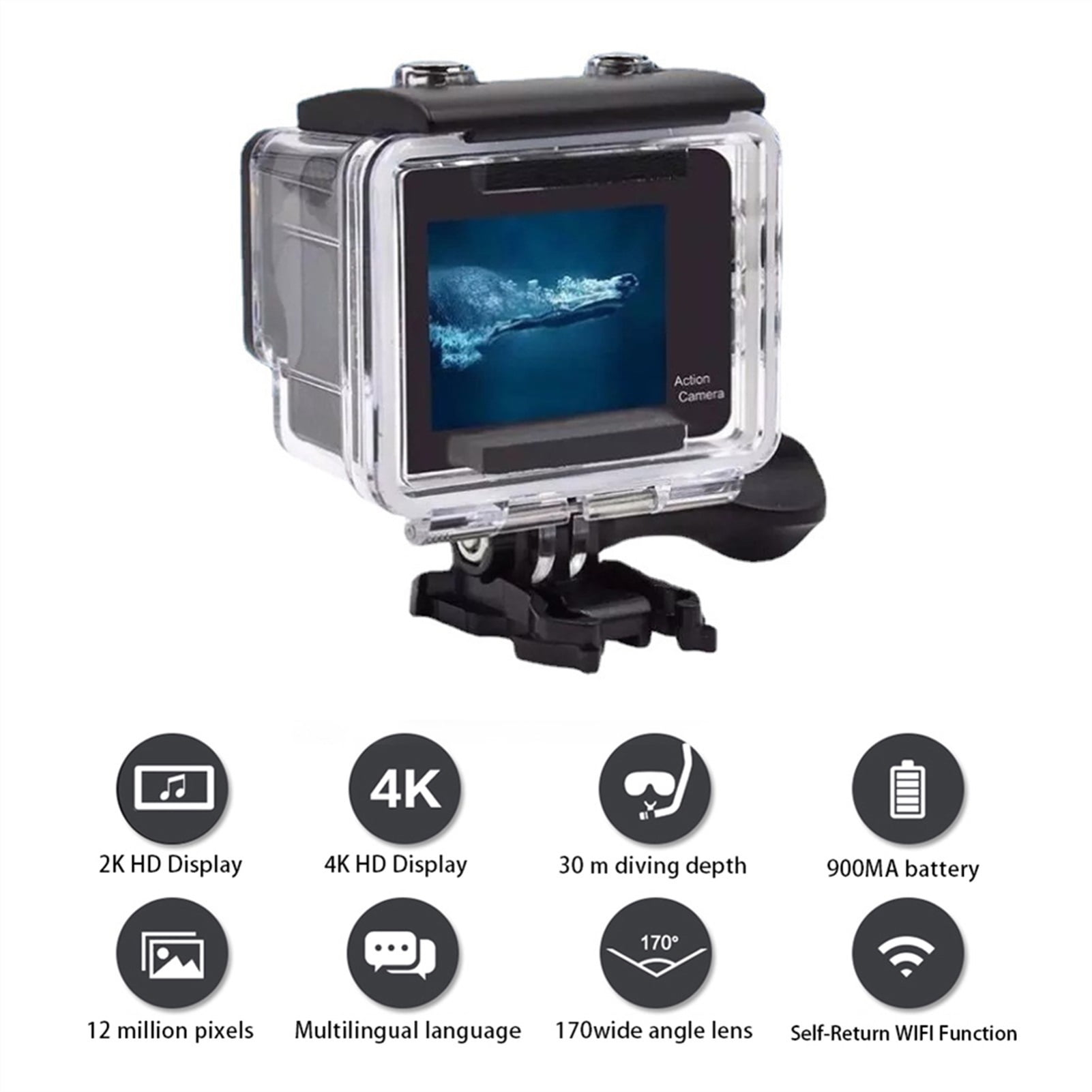 12MP Helmet Action Camera 4K, Ultra HD Dual LCD Screen WiFi 170D Go Waterproof Camera, Sport Video Camera With 2.4G Remote Cotrol ,Wide USe