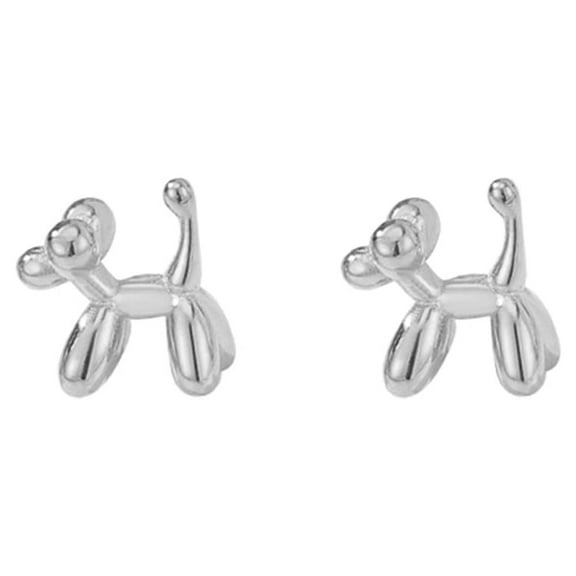 Cute Balloon Dog Tiny Stud Earrings Sterling Silver Cartilage Studs Post for Women