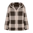 thumbnail image 5 of YunPes Girls Flannel Plaid Jacket Fleece Sherpa Zipper Hooded Jackets Kids Long Sleeve School Winter Warm Outwear with Pockets, 5 of 7