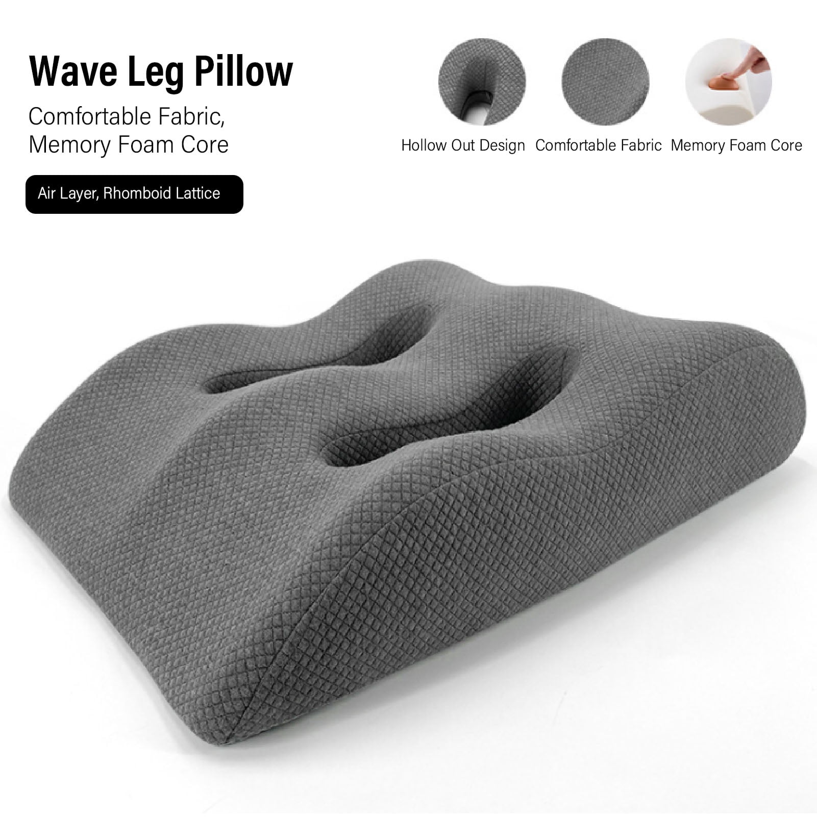 YAHHU Wedge Leg Pillow Memory Foam Elevation Cushion for Sleeping 21.26 in / 54 cm