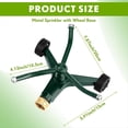 thumbnail image 2 of Metal Rotary Lawn Sprinkler 3 Arm Heavy Duty 360 Degree Automatic Revolving Whirling Water Sprinkler with Wheeled Base, 2 of 6