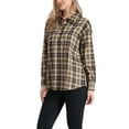 thumbnail image 4 of Plaid Blouse for Women Casual Lapel Collar Button Long Sleeve Shirt Top XS Brown, 4 of 6