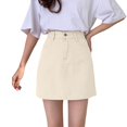 thumbnail image 2 of BUWTTER Women's Skirts Casual Solid Color High Waist A Line Midi Daily Wear Spring Summer Fall Comfortable Beige Skirt L, 2 of 3