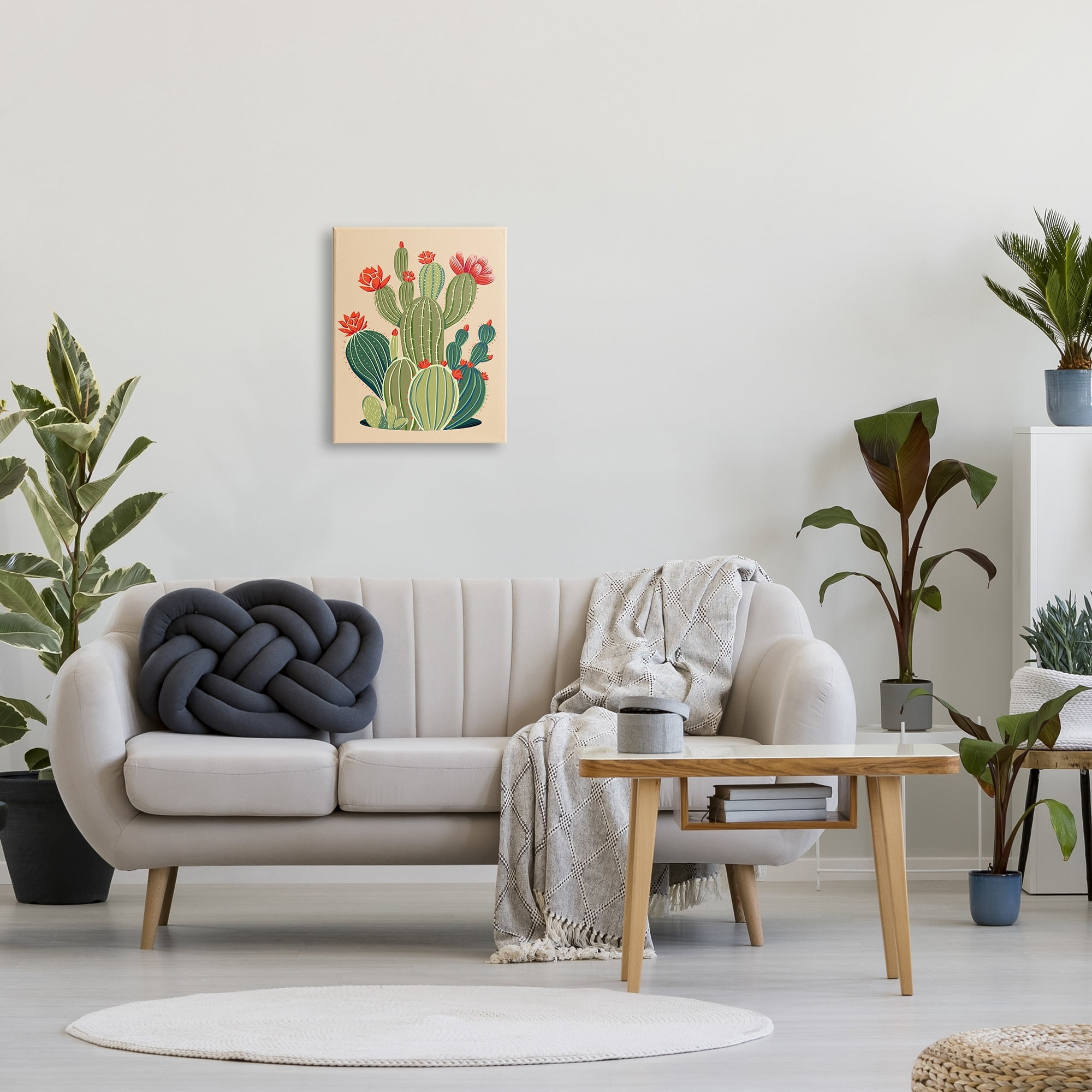 Stupell Industries Whimsical Cactus Flower Vegetation Botanical & Floral Painting Gallery Wrapped Canvas Print Wall Art
