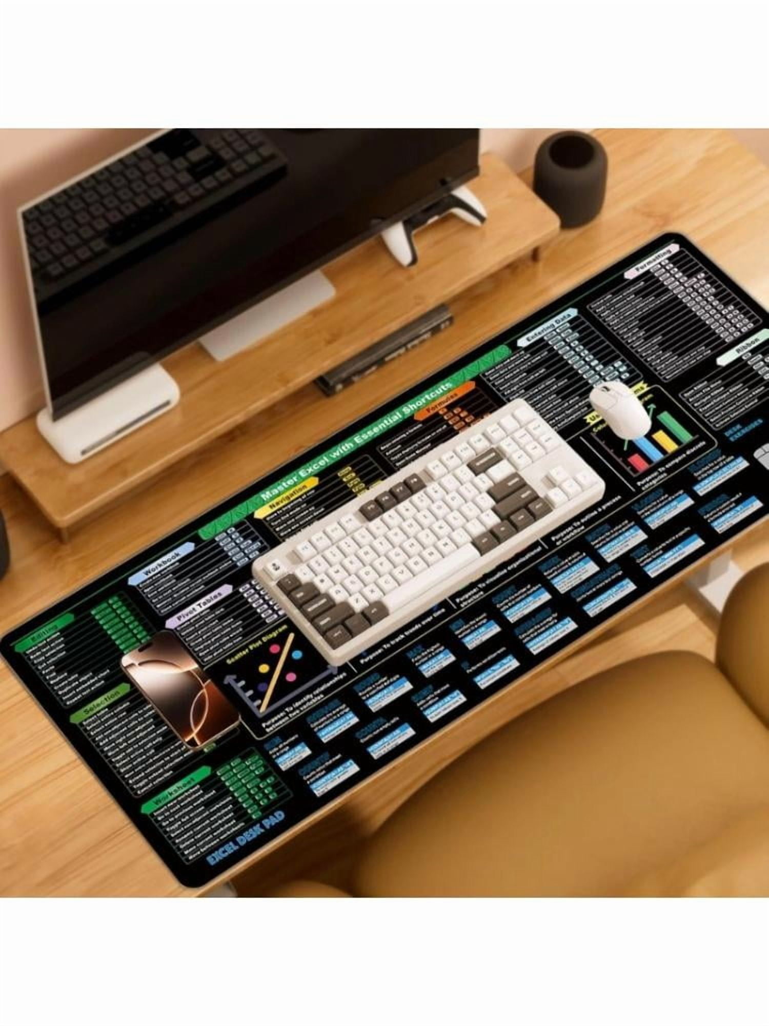 Ecel Shortcut Keys Formulas Reference Desk Mat Non Slip L Office Desk Pad For Accountants Coders Stitched Edges