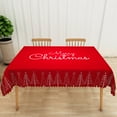 thumbnail image 3 of Nanqianyi Merry Christmas Red Tablecloth 60 x 102 Inch, XMAS Trees Printed Rectangular Table Cloths Washable Polyester Fabric Table Cover for Christmas Party, 3 of 11