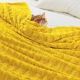 thumbnail image 5 of Home Soft Things Derby Double Sided Faux Fur Throw Blanket Solid Color Fuzzy Super Soft Cozy Plush Throw - Lemon Curry - 50" x 60", 5 of 9