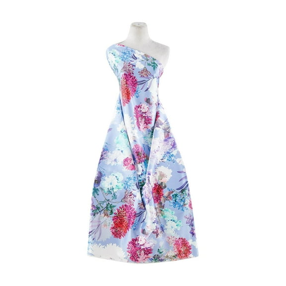 Zelouf Print On Shakira Digital Sample  , Sewing, DIY, Crafts Fabric by the Yard, 436 Blue/pink, 3 Yard