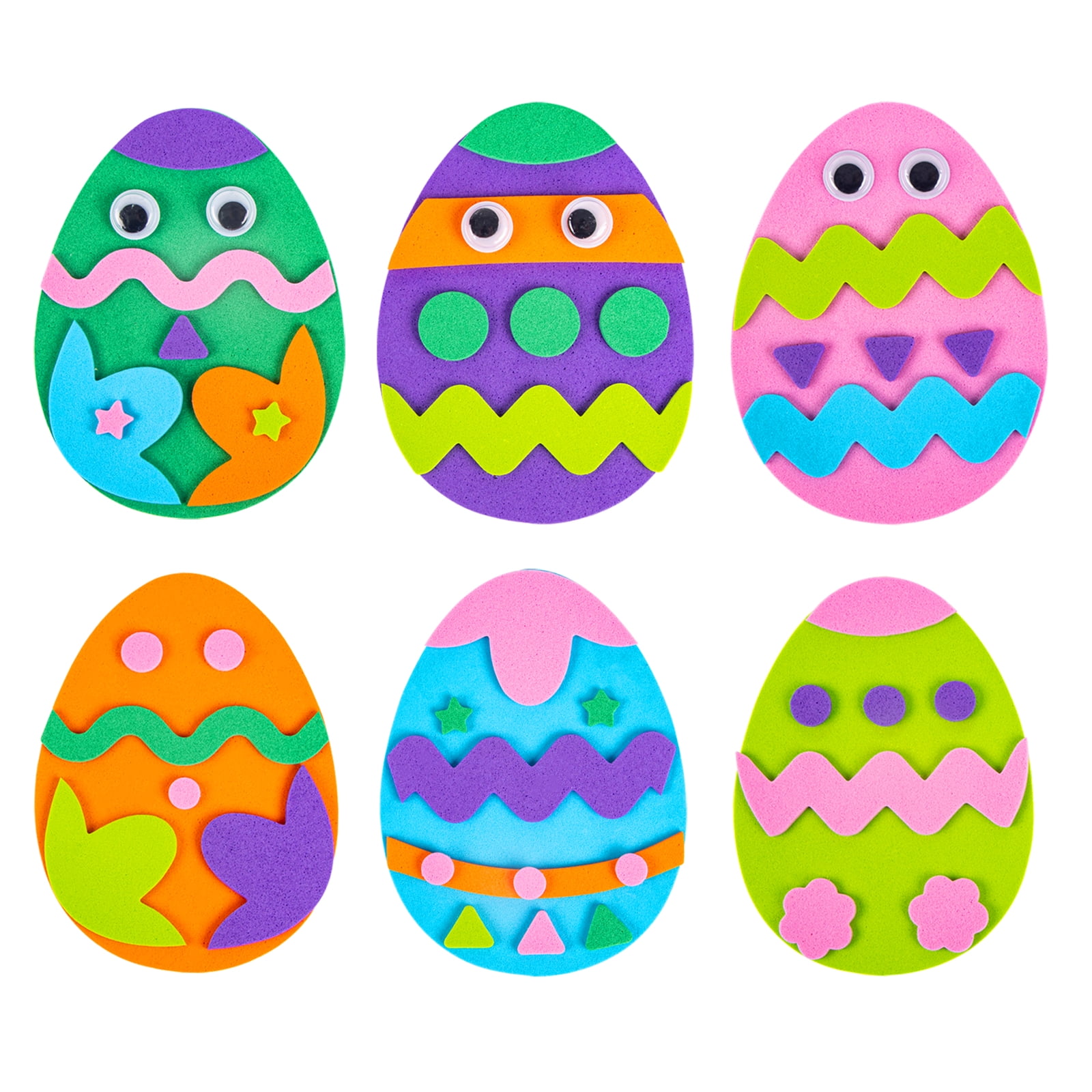 WaaHome 24PCS Easter Crafts for Kids Foam Easter Egg Crafts Easter Egg