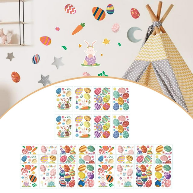 32 pegatinas de de Pascua para rellenar cestas, bonitos regalos de Pascua, calcomanías de pared para fiestas, teléfono, vacaciones, niños y