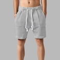 thumbnail image 3 of Heavyweight Knitted Shorts for Men Summer Casual Elastic Waist Jacquard Straight Leg Shorts with Pockets, 3 of 5