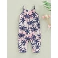 thumbnail image 2 of Seyurigaoka Baby Girl's Sling Romper, Tree/Leaf Print Sleeveless Snap Crotch Infant Girl Jumpsuit, 2 of 8
