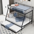 thumbnail image 2 of Twin-Over-Full Bunk Bed with Sturdy Steel Frame, Metal Bunk Bed with Twin Size Trundle and Two-Side Ladders (Black), 2 of 6