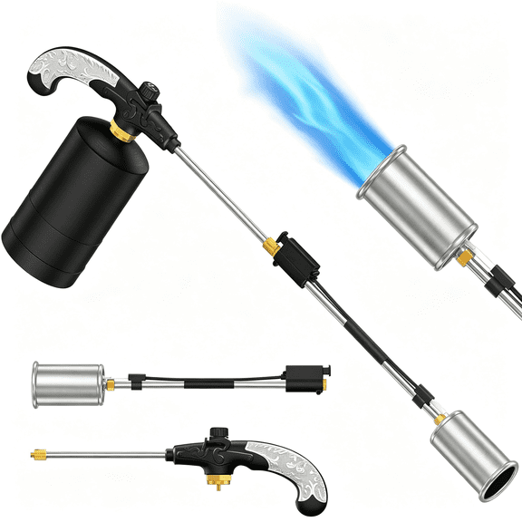 HIBIBUD Propane Torch Weed Burner,Csa Certified,Adjustable Flame Weed Torch,Detachable Handle,Piezo Trigger Self Igniting for Garden,Wood,Ice(Propane Tank Not Included)