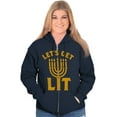 thumbnail image 3 of Hanukkah Menorah Let's Get Lit Unisex Fleece Graphic Zip Up Hoodie Brisco Brands 5X, 3 of 6