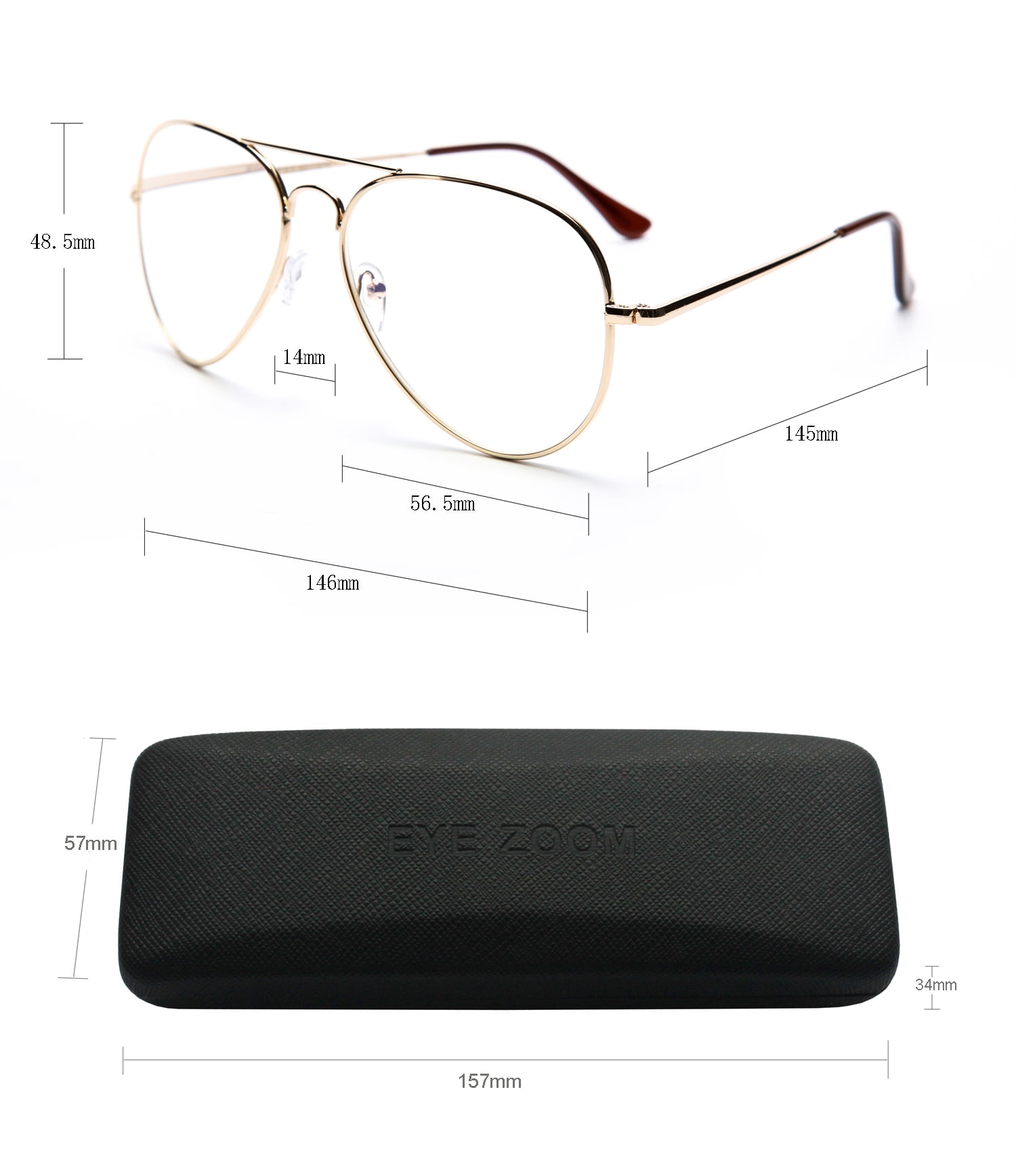 EYE ZOOM 2 Pack Aviator Style Blue Light Blocking Reading Glasses for Men and Women,Gold and Gunmetal,+2.00