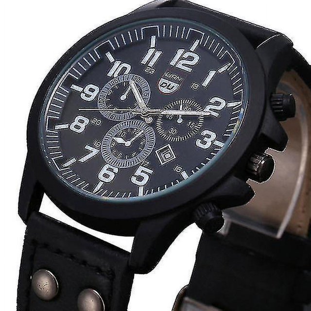 Relojes de pulsera de cuarzo para hombre analógicos de cuarzo con fecha resistente al agua de cuero militar