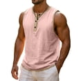 thumbnail image 5 of Vetsdori Mens Sports Tank Tops Muscle Sleeveless Summer Shirts Cotton and Linen Workout Henley Plain Tanks for Men, 5 of 8