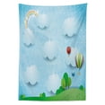 thumbnail image 3 of Ambesonne Cartoon Tablecloth Rectangular Table Cover, Balloons Clouds Stars Hill, 60"x90", Multicolor, 3 of 4