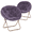 Purple, variant on LiteHaven 2 Pieces Round Folding Faux Fur Saucer Chair for Bedroom Living Room Dorm Foldable Metal Frame Oversized Large Comfy Furry Padded Soft Lounge Lazy Cozy Moon Chair for Adults,Black