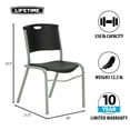 thumbnail image 3 of Lifetime Products 250996BK Stacking Chair - Black - Pack of 14, 3 of 17
