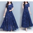 thumbnail image 3 of inhzoy Women's Short Sleeve Jacquard Wedding Guest A Line Swing Dress Mother of The Bride Dresses Blue L, 3 of 4