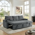thumbnail image 6 of Newboti Furniture Modern Chenille Multi-functional Pull-Out Bed Sofa with Retractable Table and LED Lighting, USB Charging Ports and Cup Holders, Gray BN.0838, 6 of 16